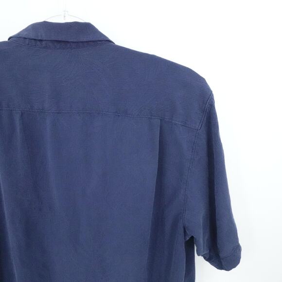 Tommy Bahama Shirt Mens XL Blue Palm Print Silk Camp Loop Collar Resort Vacation - Picture 11 of 16